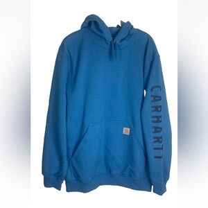 Carhartt Rain Defender Loose Fit midweight Hoodie Sweatshirt Sz L NWT Blue